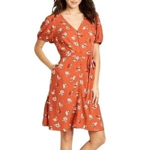 Universal Threads NWT Women's Plus Size XXL Orange Floral‎ Full Button Dress